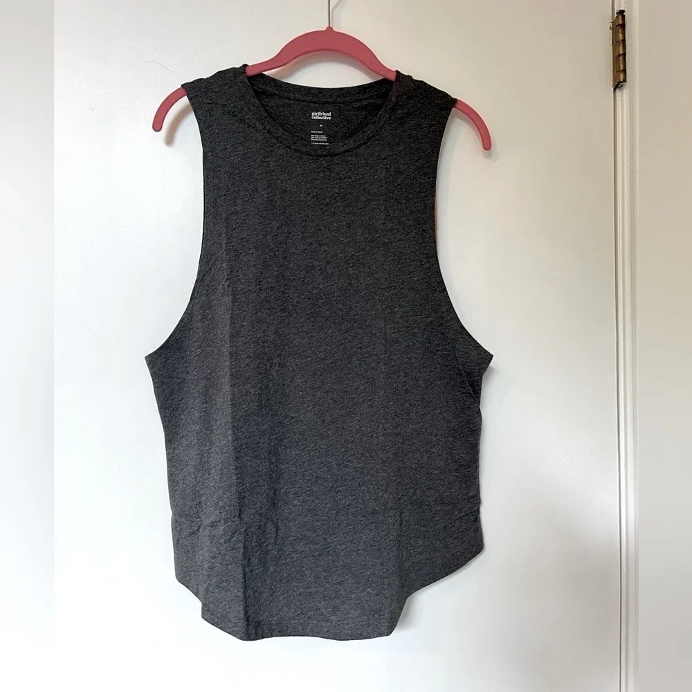 NWT Girlfriend Collective Charcoal Heather Recycled Cotton Muscle Tee - Size M‌ - Picture 4 of 10